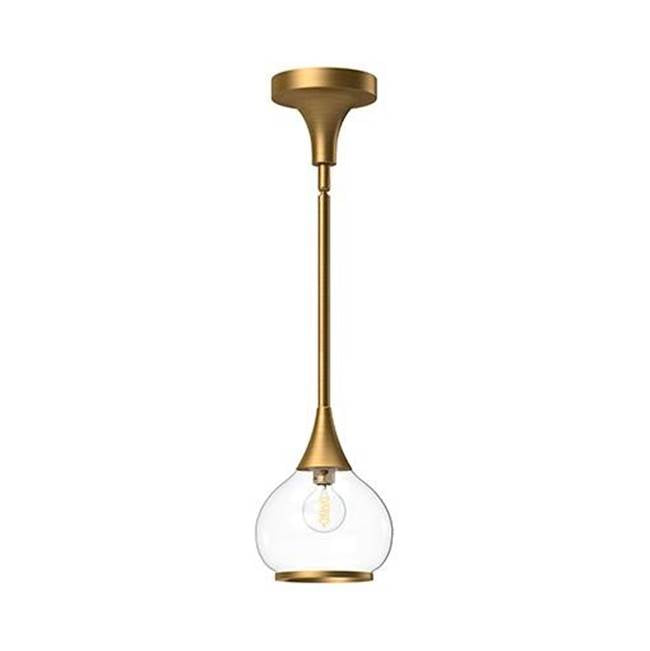 Alora Lighting Hazel 6-in Aged Gold/clear Glass 1 Light Pendant