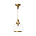 Alora Lighting Hazel 10-in Aged Gold/clear Glass 1 Light Pendant