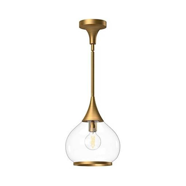Alora Lighting Hazel 10-in Aged Gold/clear Glass 1 Light Pendant