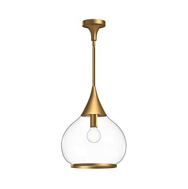 Alora Lighting Hazel 14-in Aged Gold/clear Glass 1 Light Pendant