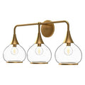 Alora Lighting Hazel 26-in Aged Gold/clear Glass 3 Lights Vanity