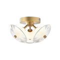 Alora Lighting Hera 12-in Brushed Gold/clear Ribbed Glass Led Flush Mount