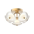 Alora Lighting Hera 16-in Brushed Gold/clear Ribbed Glass Led Flush Mount