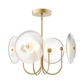 Alora Lighting Hera 21-in Brushed Gold/clear Ribbed Glass Led Pendant