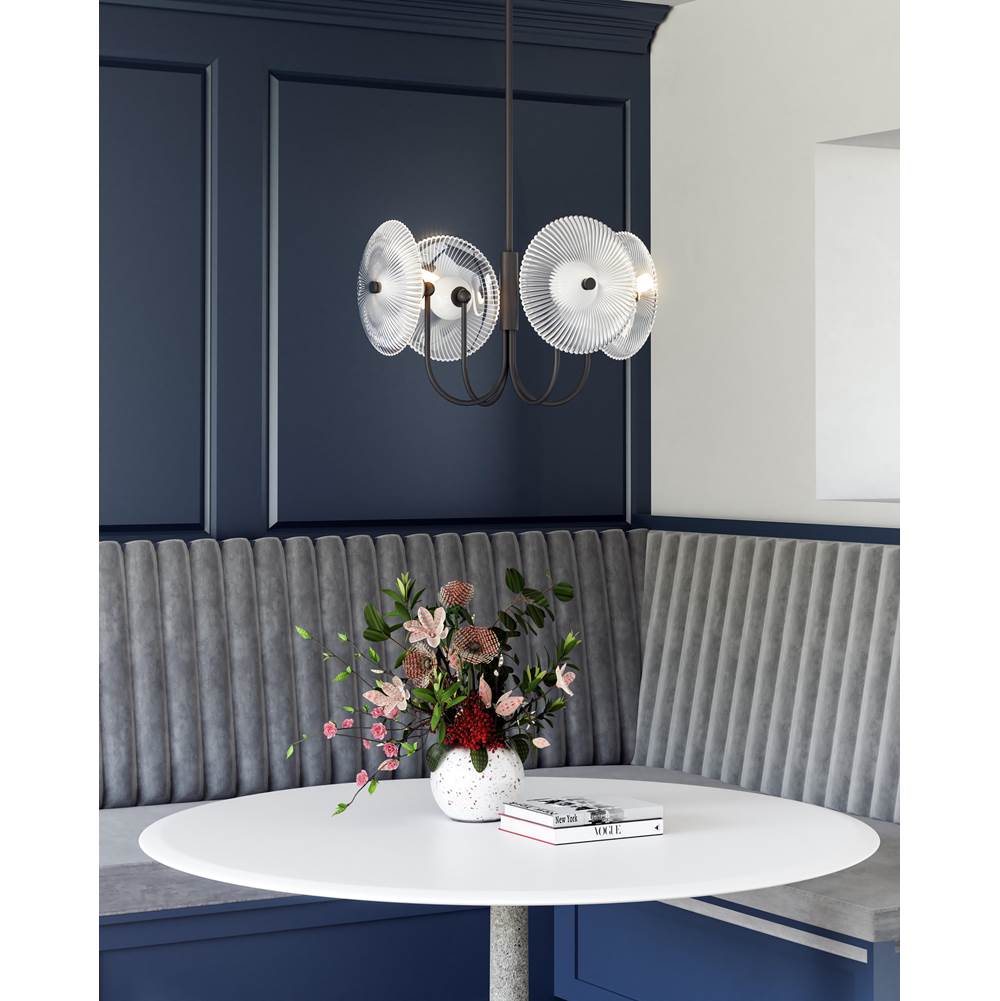 Alora Lighting Hera 21-in Brushed Gold/clear Ribbed Glass Led Pendant