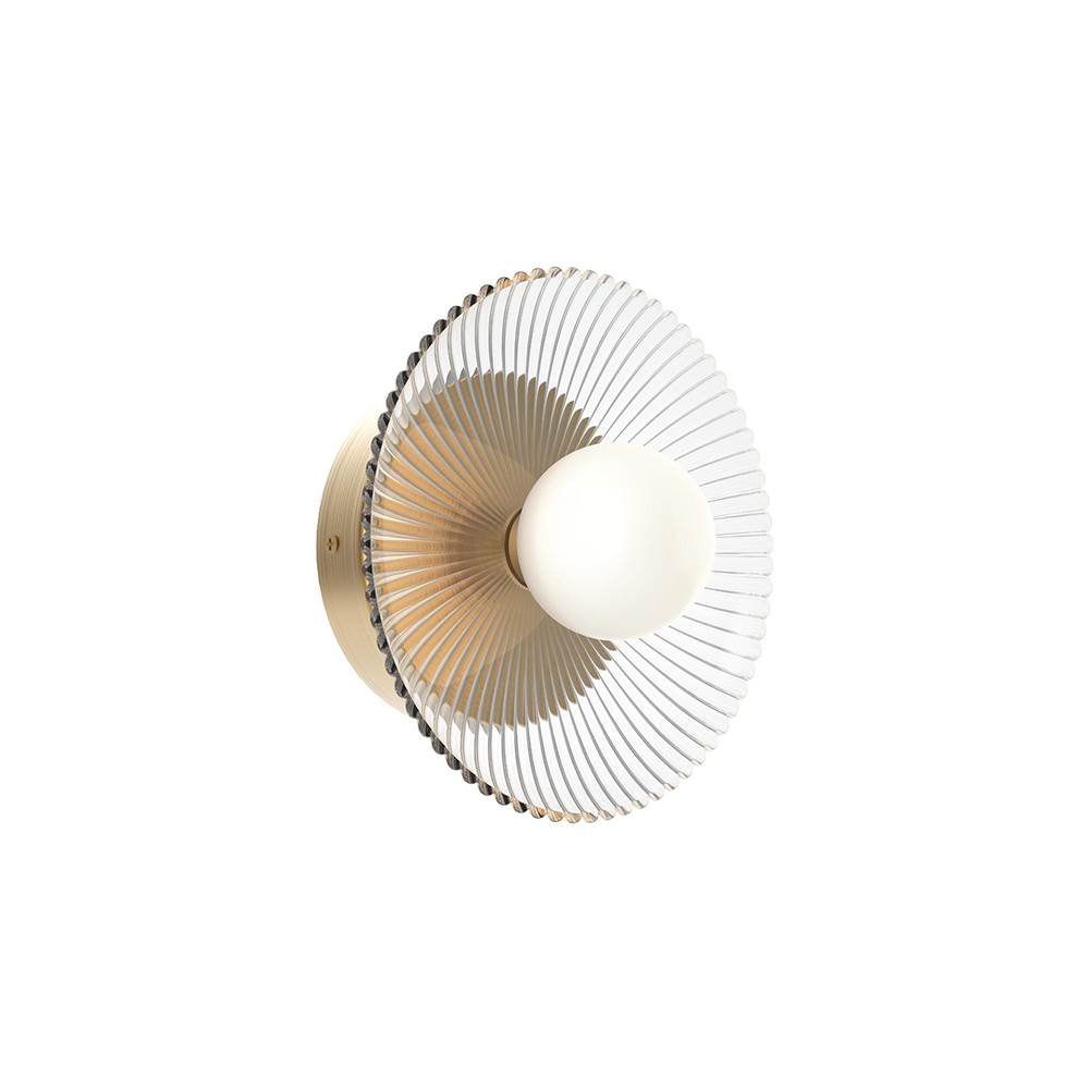 Alora Lighting Hera 9-in Brushed Gold/clear Ribbed Glass Led Wall/vanity