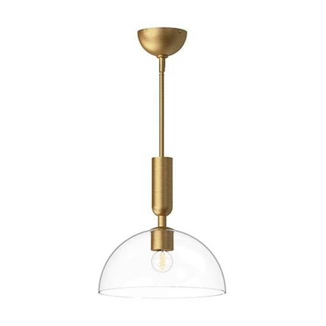 Alora Lighting Jude 12-in Brushed Gold/clear Glass 1 Light Pendant