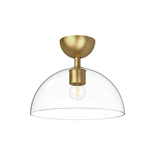 Alora Lighting Jude 12-in Brushed Gold/clear Glass 1 Light Semi Flush Mount