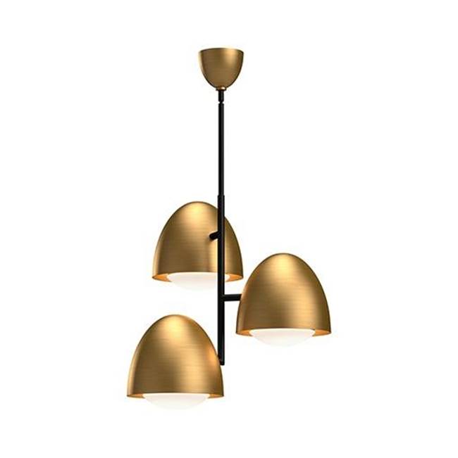 Alora Lighting Kenji 24-in Aged Gold/opal Matte Glass 3 Lights Chandeliers