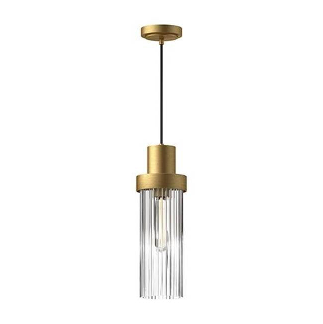 Alora Lighting Kent 5-in Brushed Gold/clear Ribbed Glass 1 Light Pendant