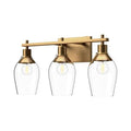 Alora Lighting Kingsley 22-in Aged Gold/clear Glass 3 Lights Vanity