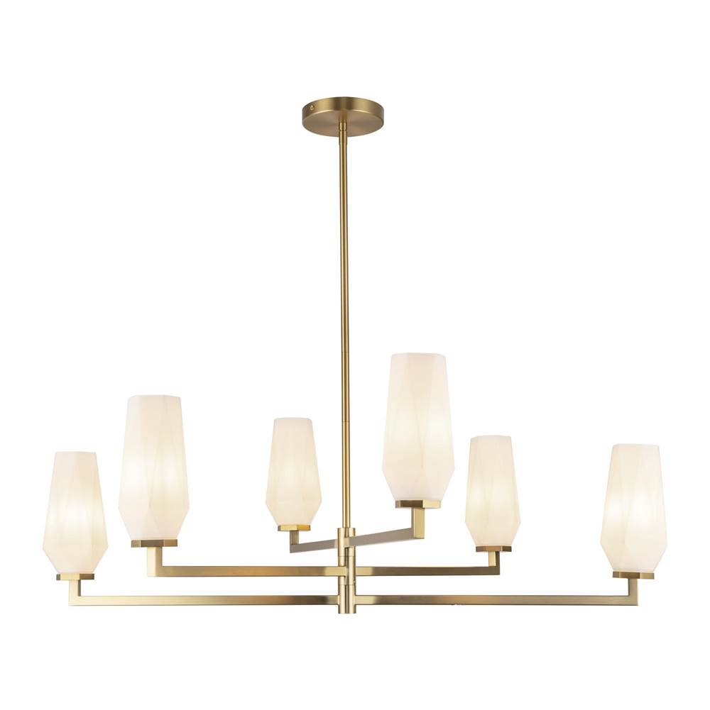 Alora Lighting CH424135BGOP Brushed Gold,Opal Glass Krysta 35-in Brushed Gold/opal Glass 6 Lights Chandelier Image 1