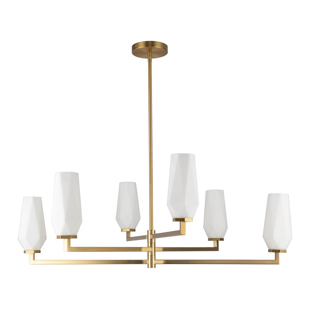Alora Lighting Krysta 35-in Brushed Gold/opal Glass 6 Lights Chandelier