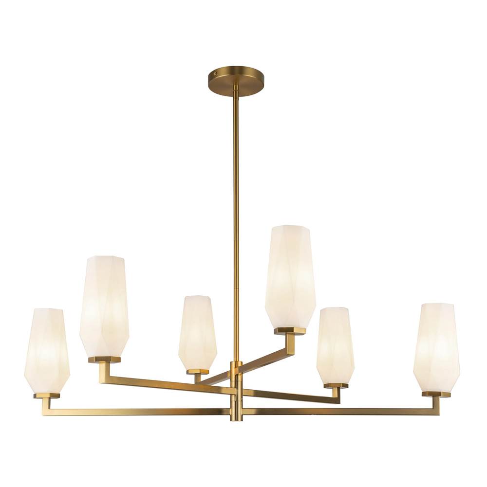 Alora Lighting CH424135BGOP Brushed Gold,Opal Glass Krysta 35-in Brushed Gold/opal Glass 6 Lights Chandelier Image 4