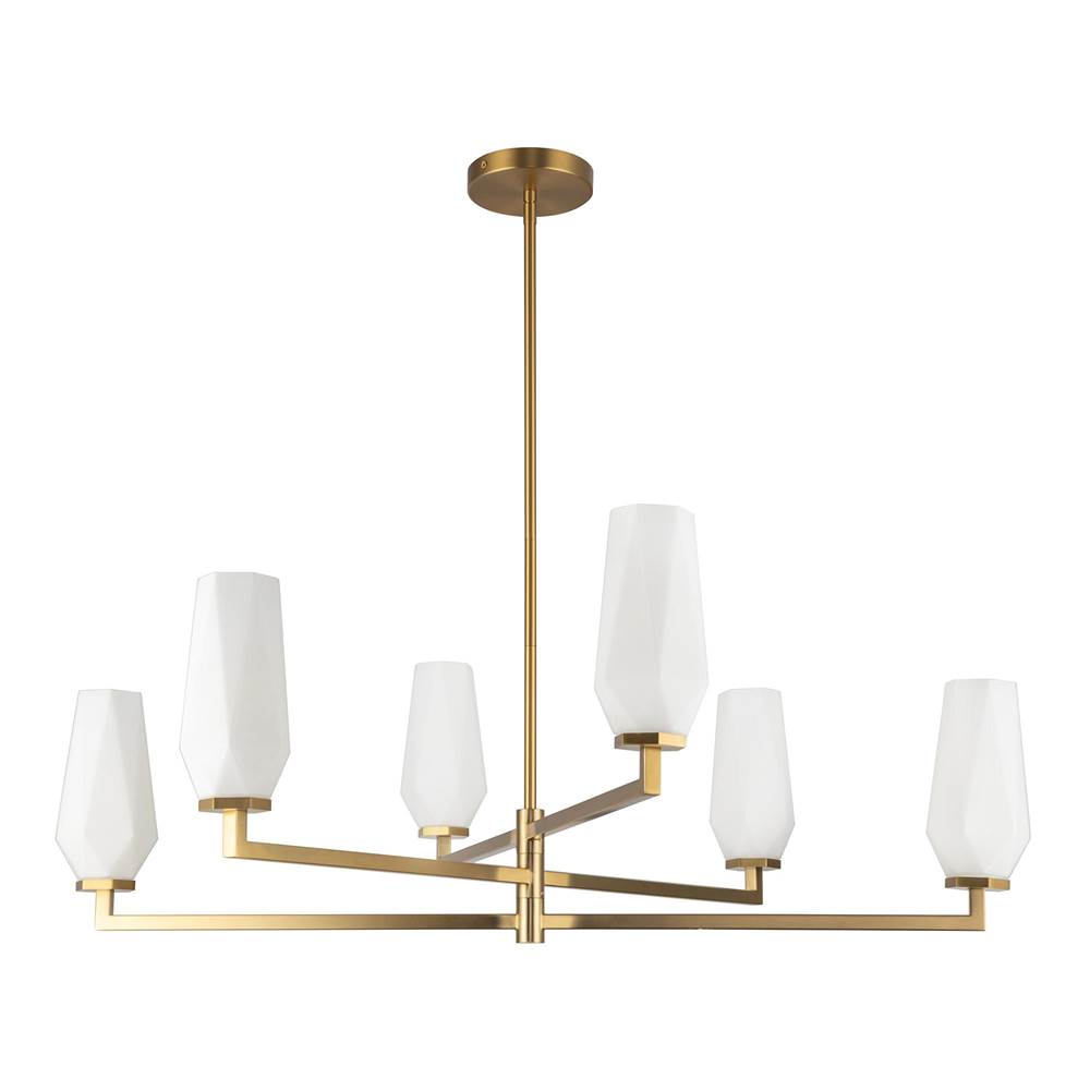 Alora Lighting CH424135BGOP Brushed Gold,Opal Glass Krysta 35-in Brushed Gold/opal Glass 6 Lights Chandelier Image 3