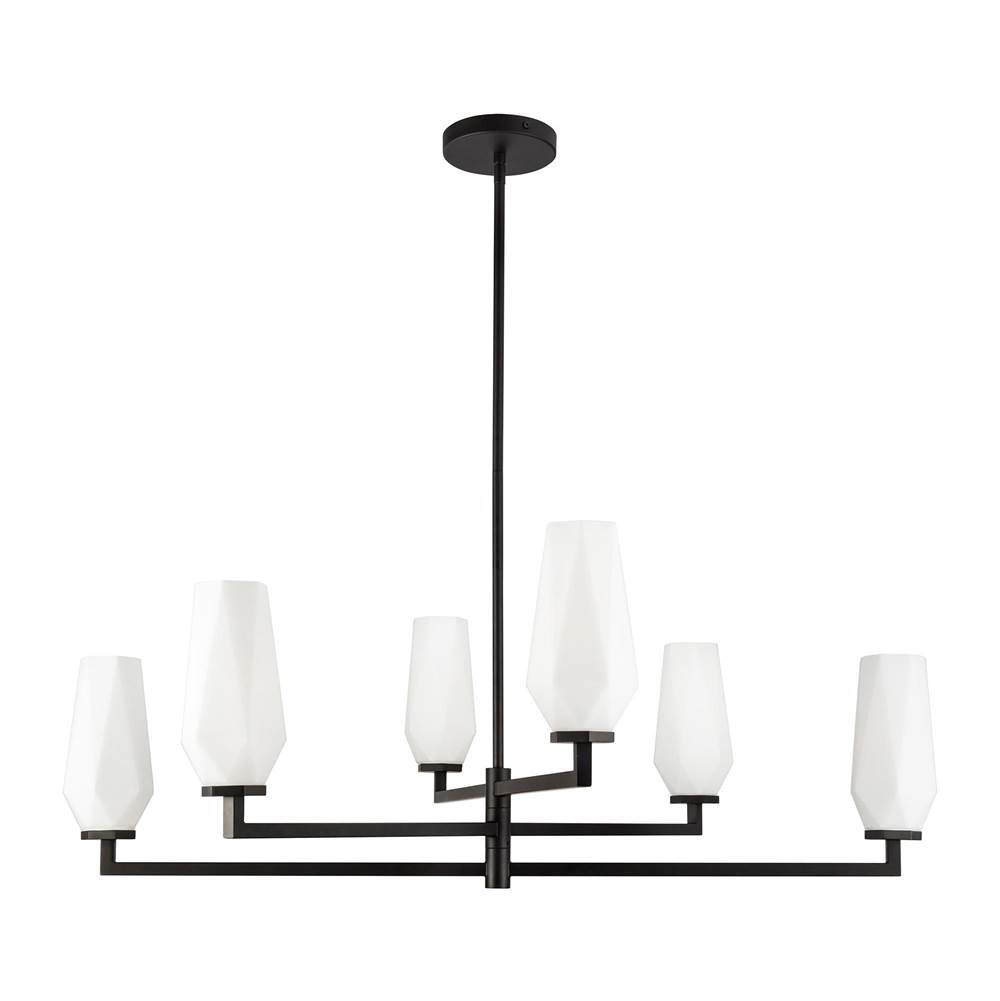 Alora Lighting Krysta 35-in Brushed Gold/opal Glass 6 Lights Chandelier