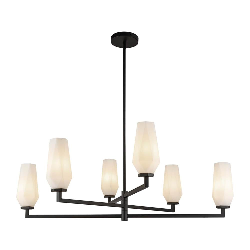 Alora Lighting CH424135MBOP Matte Black,Opal Glass Krysta 35-in Matte Black/opal Glass 6 Lights Chandelier Image 5