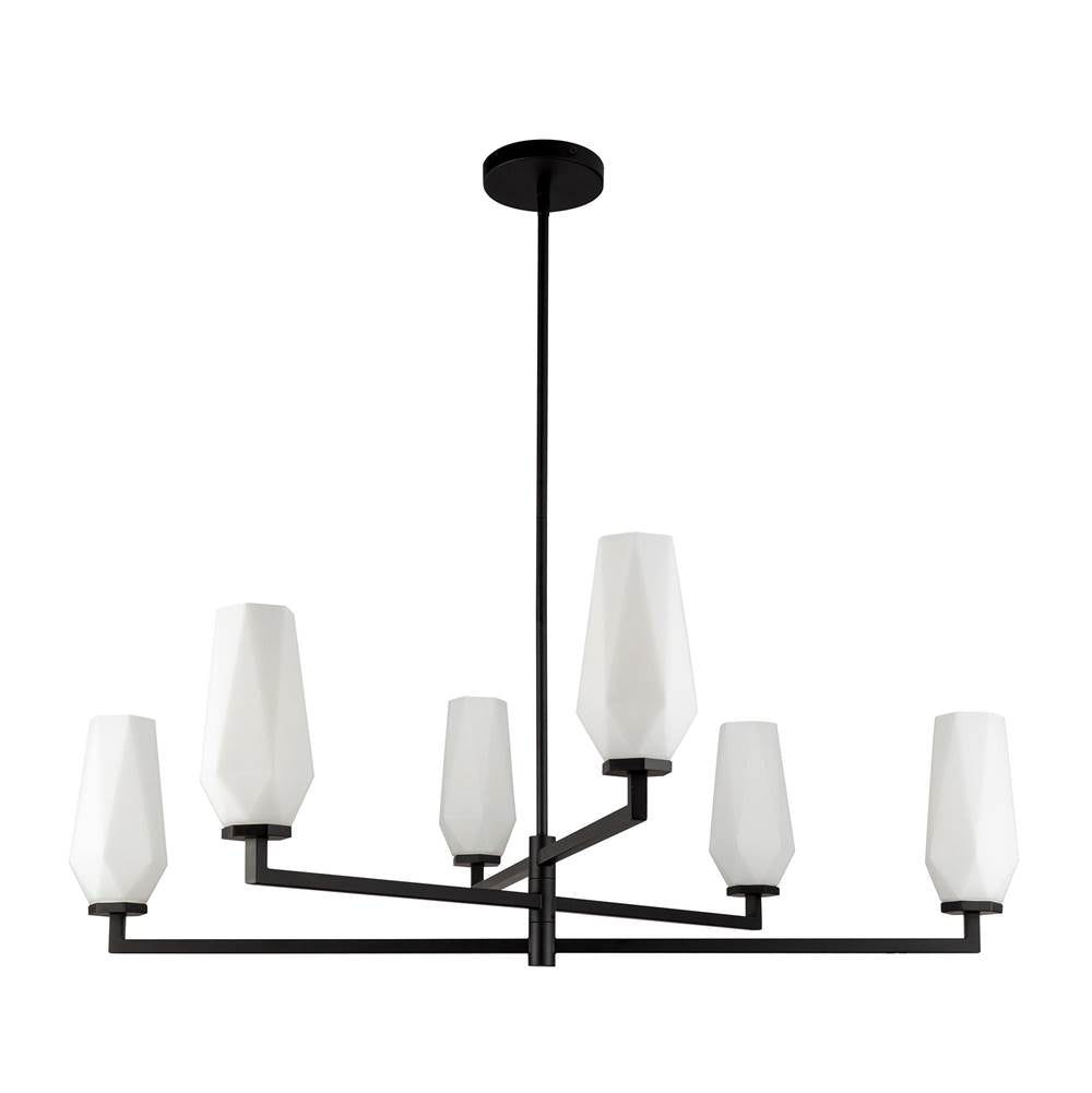 Alora Lighting CH424135MBOP Matte Black,Opal Glass Krysta 35-in Matte Black/opal Glass 6 Lights Chandelier Image 4