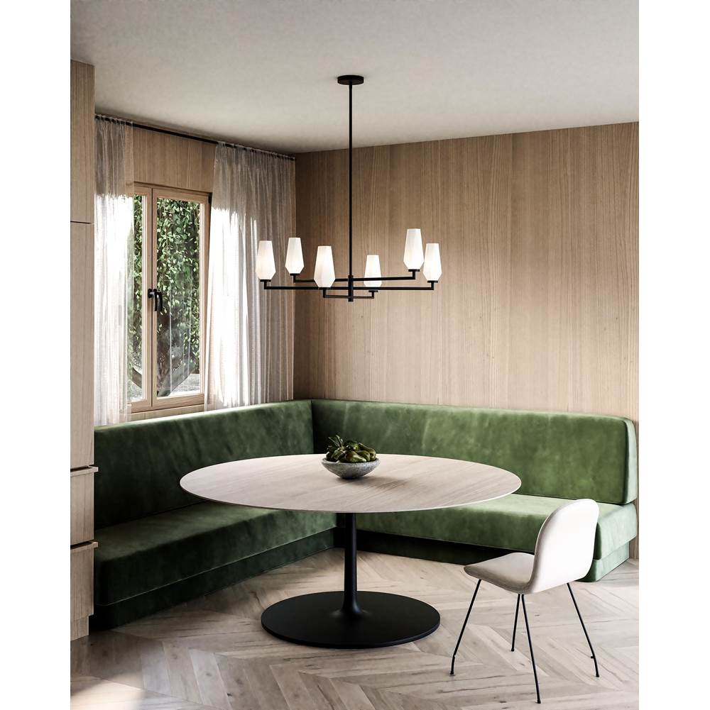Alora Lighting CH424135MBOP Matte Black,Opal Glass Krysta 35-in Matte Black/opal Glass 6 Lights Chandelier Image 2