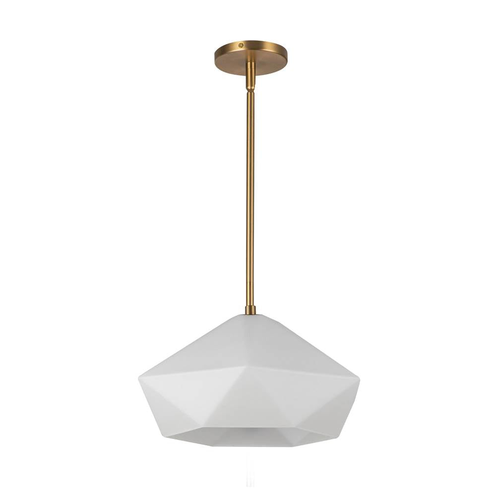 Alora Lighting Krysta 14-in Brushed Gold/opal Glass 1 Light Pendant