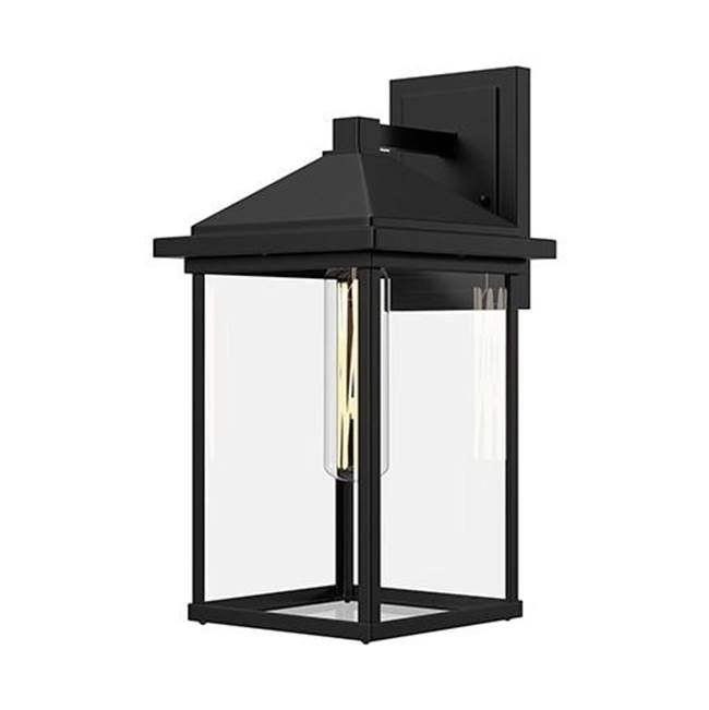 Alora Lighting Larchmont 6-in Clear Glass/textured Black 1 Light Exterior Wall Sconce