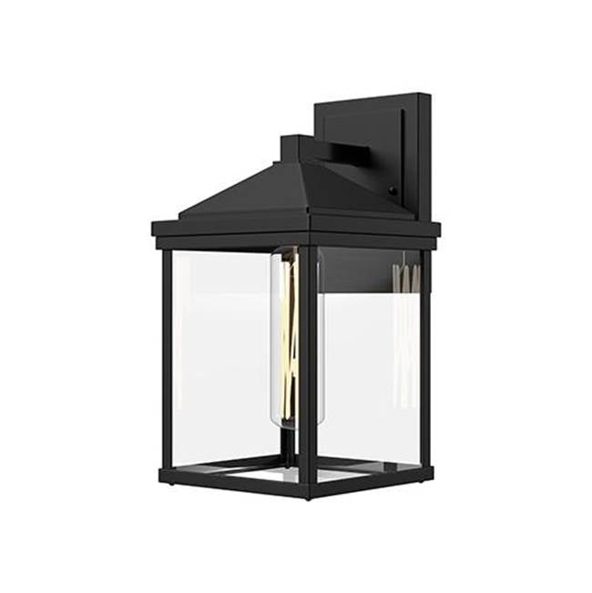 Alora Lighting Larchmont 9-in Clear Glass/textured Black 1 Light Exterior Wall Sconce