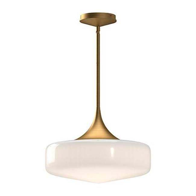 Alora Lighting Lincoln 14-in Aged Gold/glossy Opal Glass 1 Light Pendant