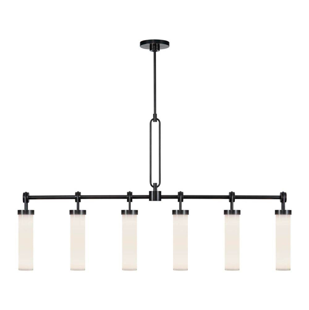 Alora Lighting Wynwood 52-in Urban Bronze/glossy Opal 6 Lights Linear Pendant