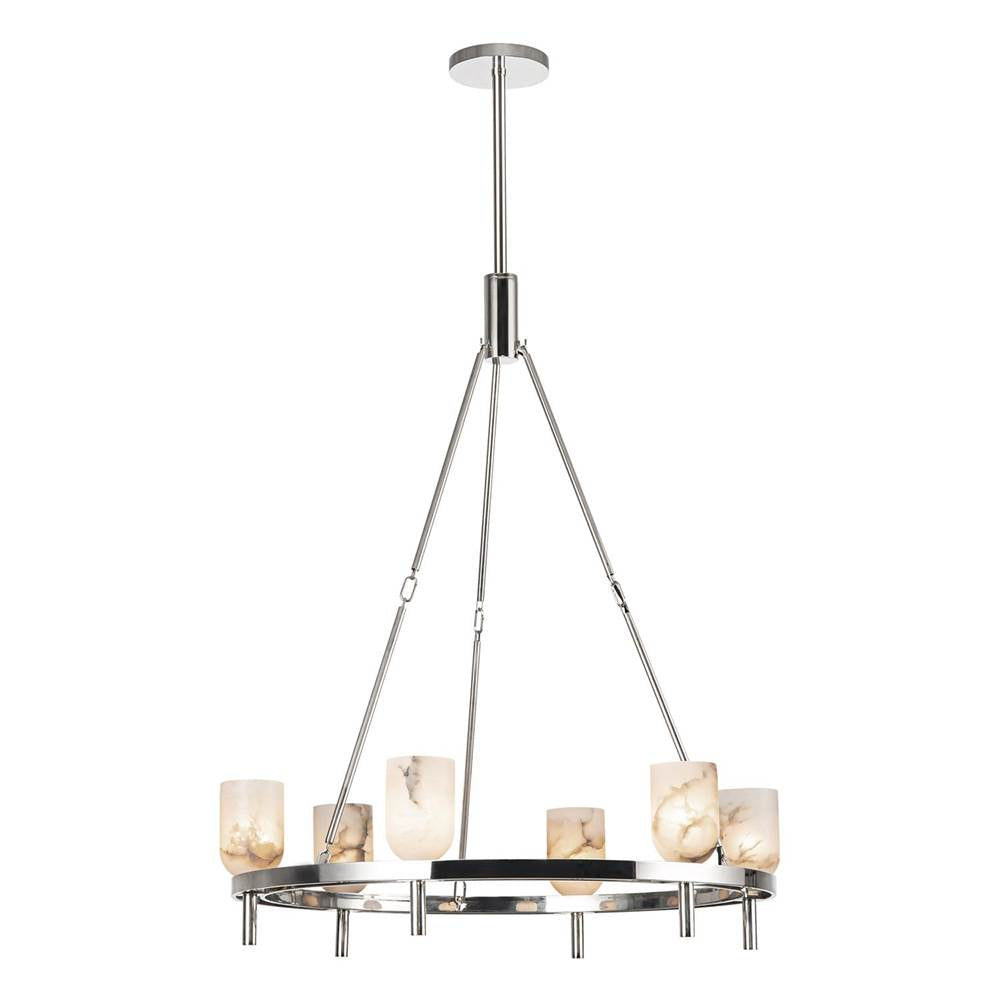 Alora Lighting CH338632PNAR Polished Nickel,Alabaster Lucian 32-in Polished Nickel/alabaster 6 Lights Chandeliers Image 1