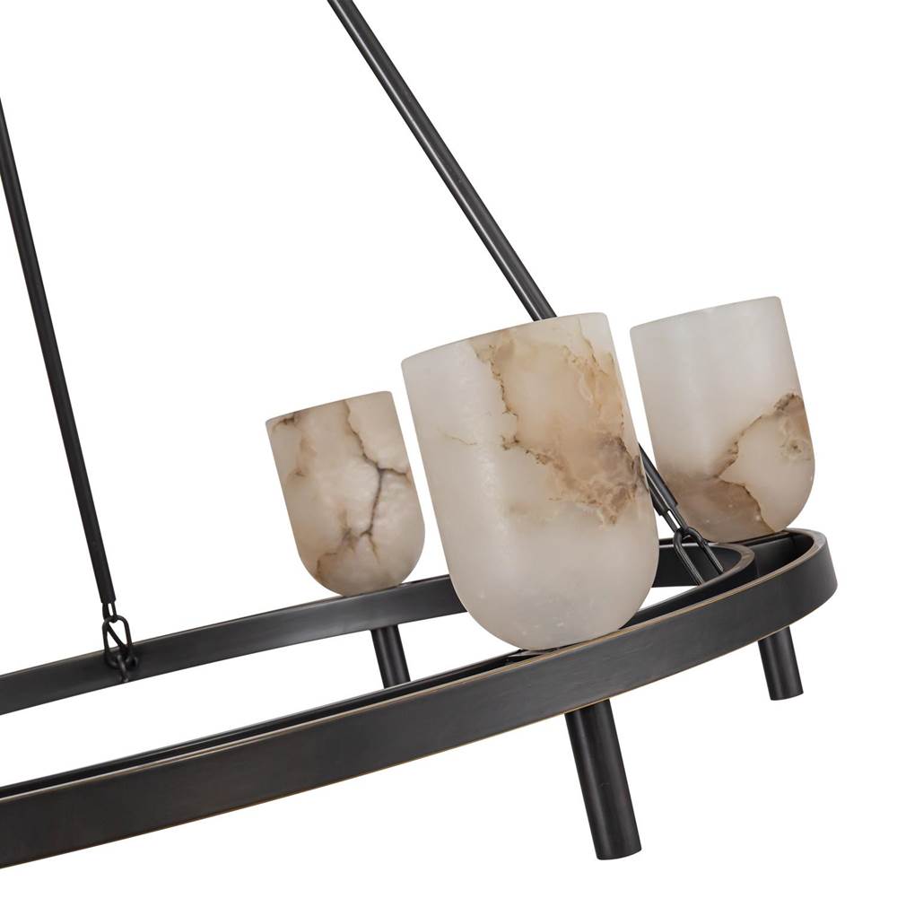 Alora Lighting Lucian 32-in Polished Nickel/alabaster 6 Lights Chandeliers