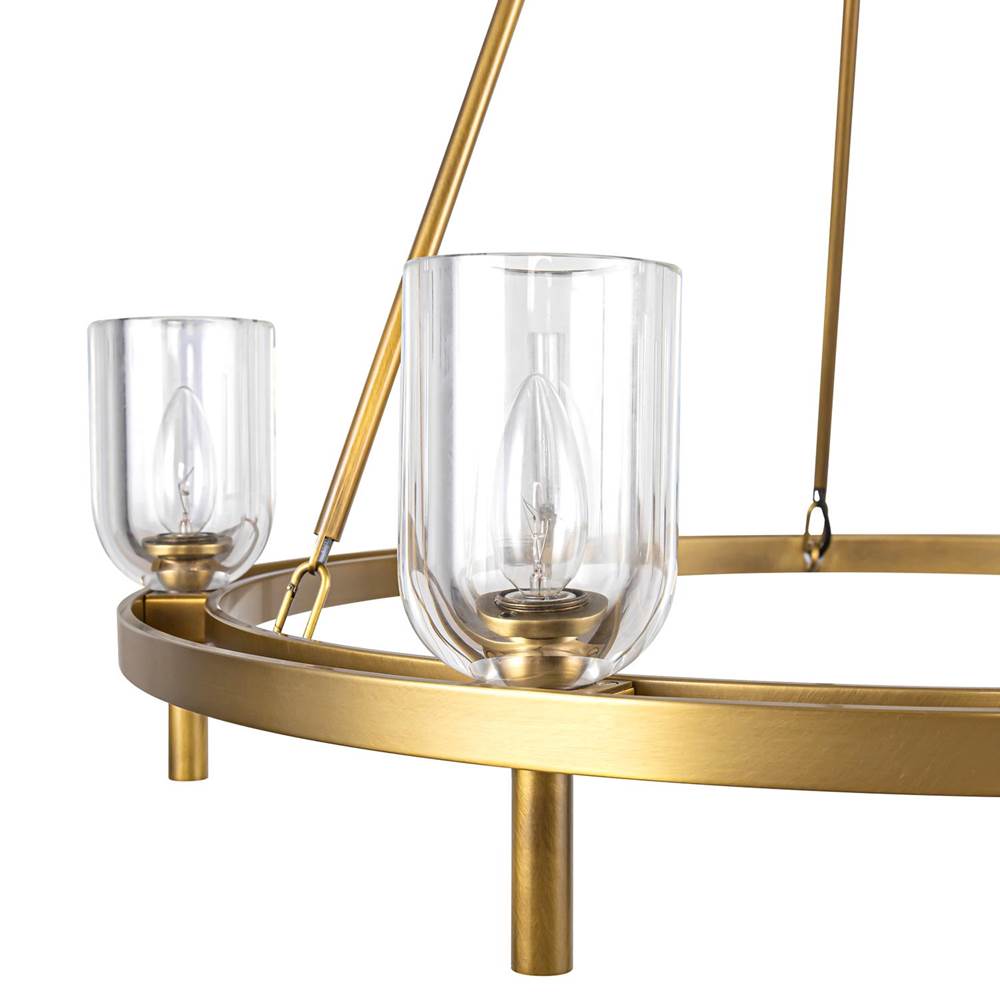 Alora Lighting Lucian 32-in Polished Nickel/alabaster 6 Lights Chandeliers