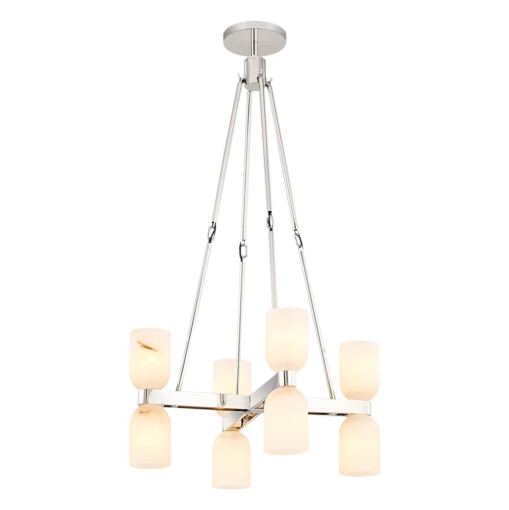 Alora Lighting Lucian 22-in Polished Nickel/alabaster 8 Lights Chandeliers