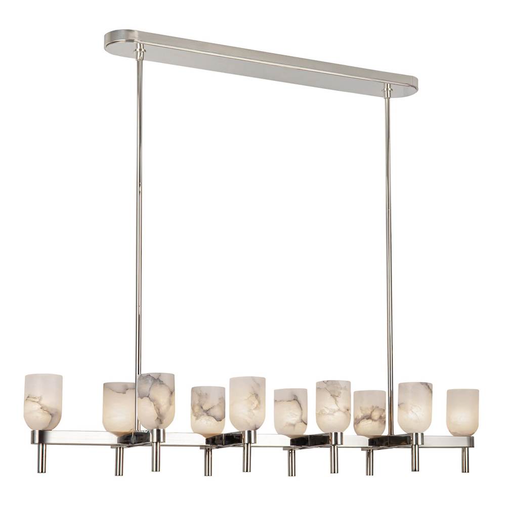 Alora Lighting LP338052PNAR Polished Nickel,Alabaster Lucian 52-in Polished Nickel/alabaster 10 Lights Linear Pendant Image 1