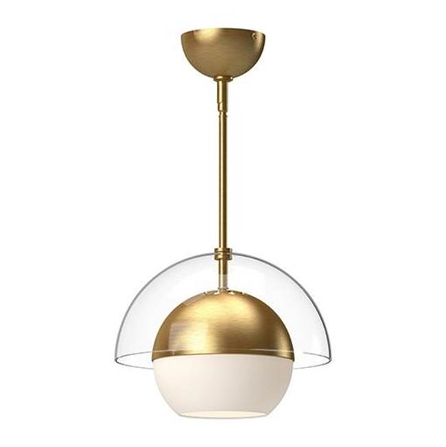 Alora Lighting Lucy 12-in Brushed Gold/opal Matte Glass 1 Light Pendant
