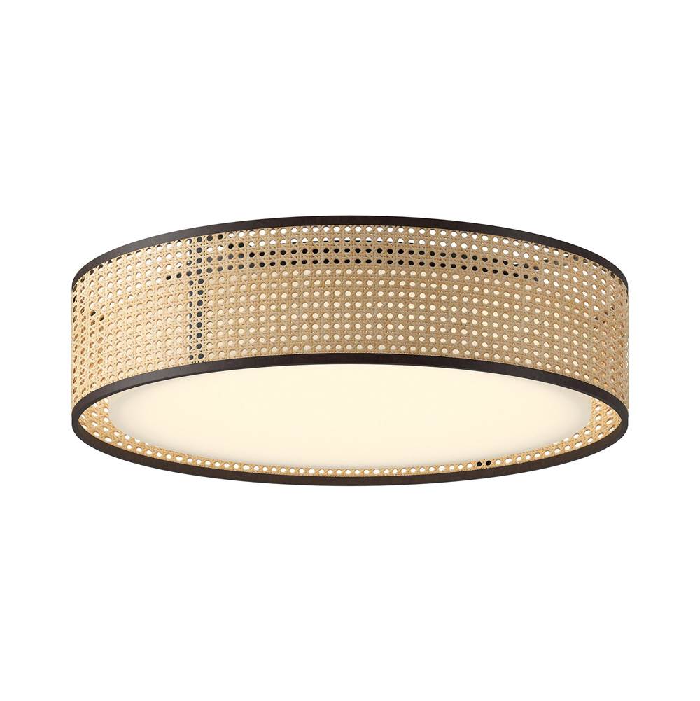 Alora Lighting FM479020RB-5CCT Rattan Lyla 20-in Rattan Led Flush Mount Image 1