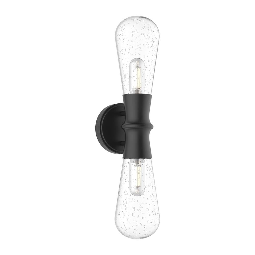 Alora Lighting Marcel 5-in Clear Bubble Glass/textured Black 2 Lights Exterior Wall Sconce