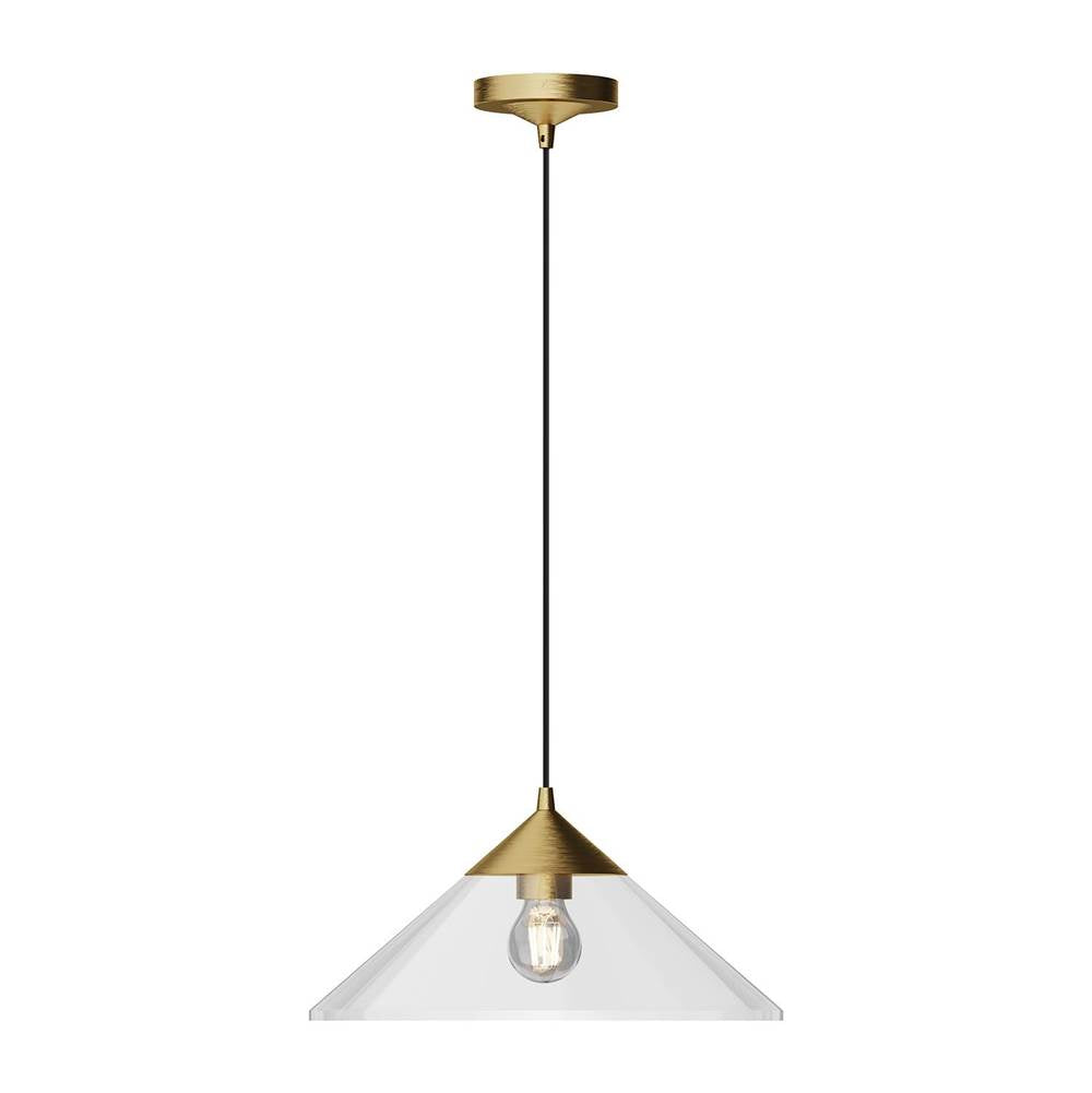 Alora Lighting Mauer 15-in Brushed Gold/clear Glass 1 Light Pendant