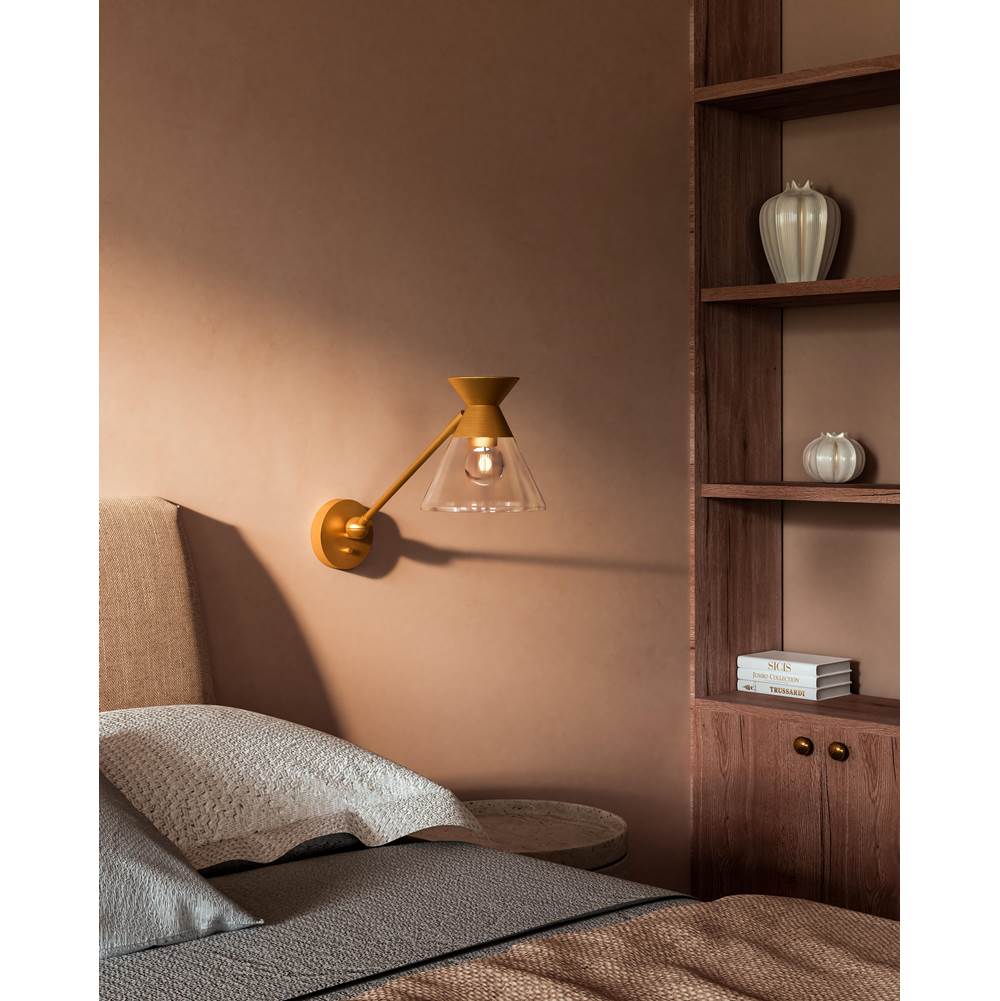 Alora Lighting Mauer 8-in Brushed Gold/clear Glass 1 Light Wall/vanity