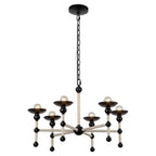 Alora Lighting Nadine 25-in Matte Black/cotton 6 Lights Chandeliers
