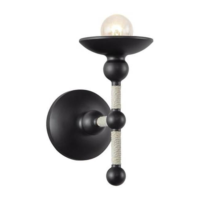 Alora Lighting Nadine 4-in Matte Black/cotton 1 Light Wall/vanity