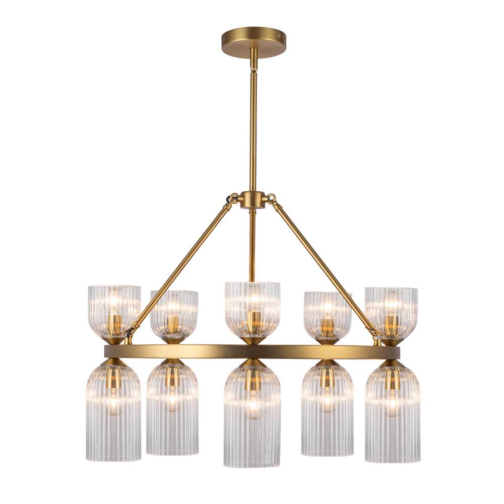 Alora Lighting CH442626BGCR Brushed Gold,Clear Ribbed Glass Nelly 26-in Brushed Gold/clear Ribbed Glass Socket Chandelier Image 1
