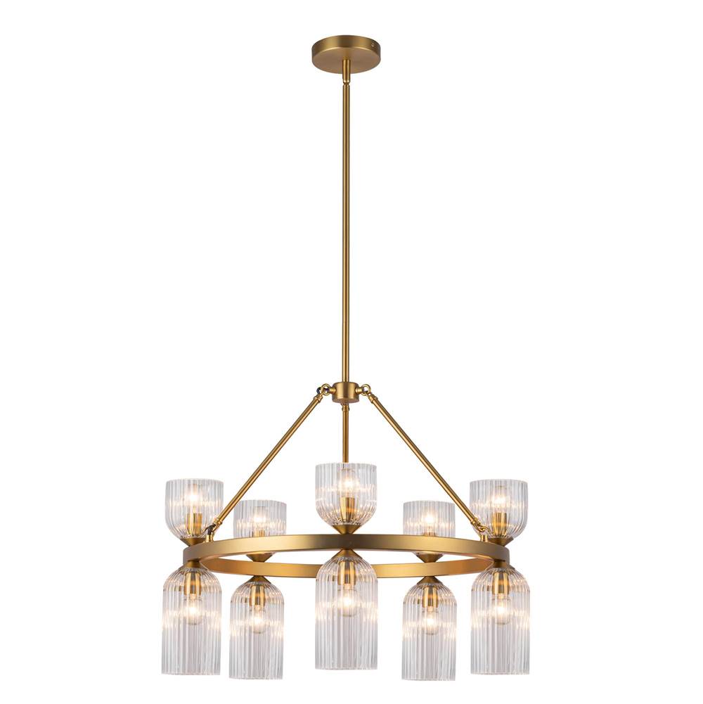 Alora Lighting Nelly 26-in Brushed Gold/clear Ribbed Glass Socket Chandelier