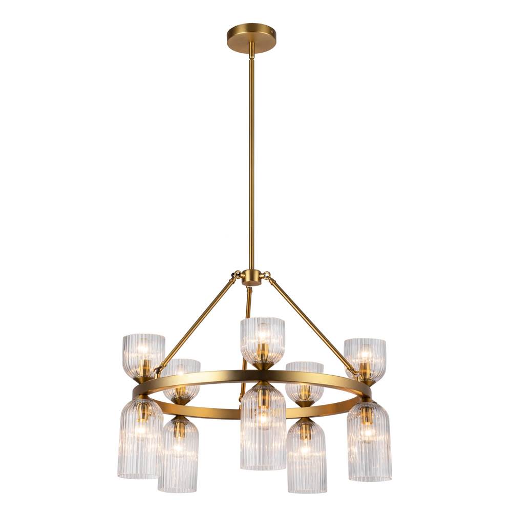 Alora Lighting CH442626BGCR Brushed Gold,Clear Ribbed Glass Nelly 26-in Brushed Gold/clear Ribbed Glass Socket Chandelier Image 4