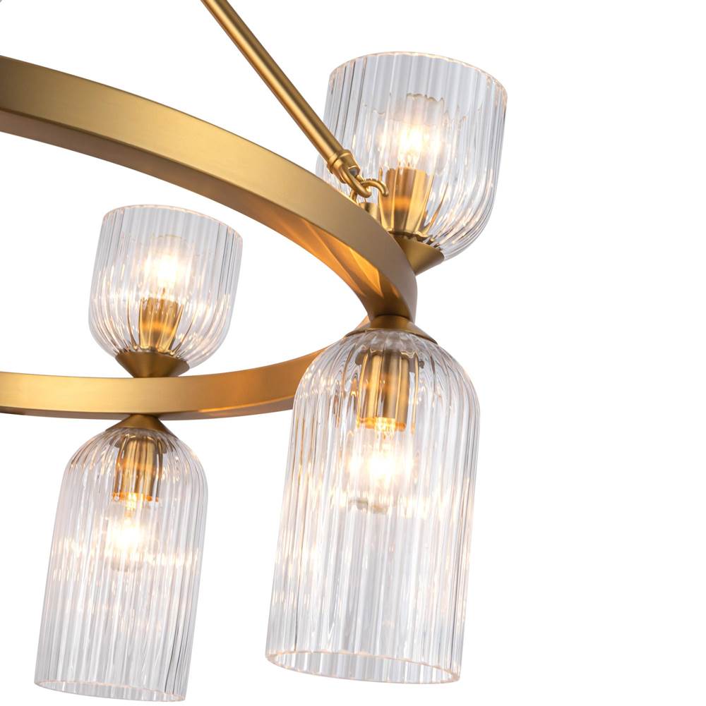 Alora Lighting CH442626BGCR Brushed Gold,Clear Ribbed Glass Nelly 26-in Brushed Gold/clear Ribbed Glass Socket Chandelier Image 2