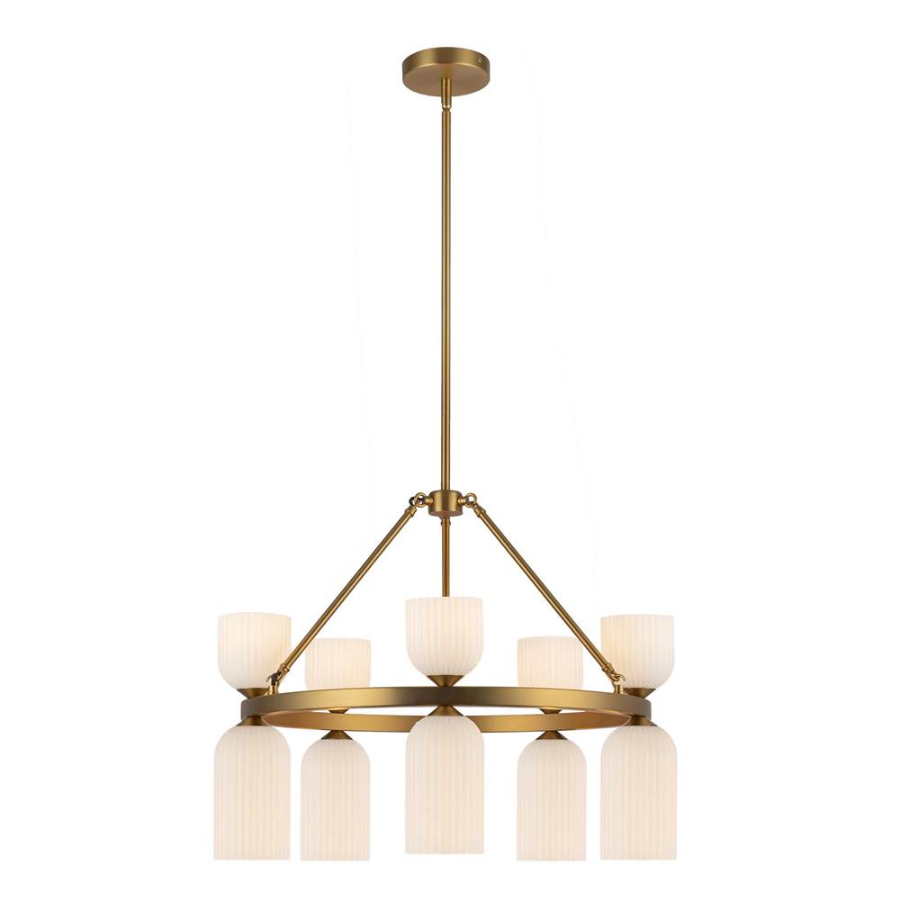 Alora Lighting Nelly 26-in Brushed Gold/clear Ribbed Glass Socket Chandelier
