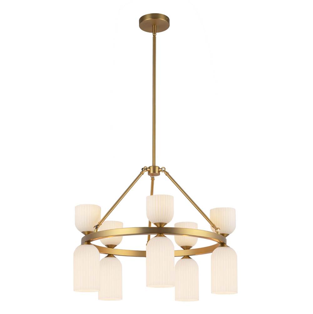 Alora Lighting CH442626BGGR Brushed Gold,Glossy Ribbed Opal Glass Nelly 26-in Brushed Gold/glossy Ribbed Opal Glass Socket Chandelier Image 4