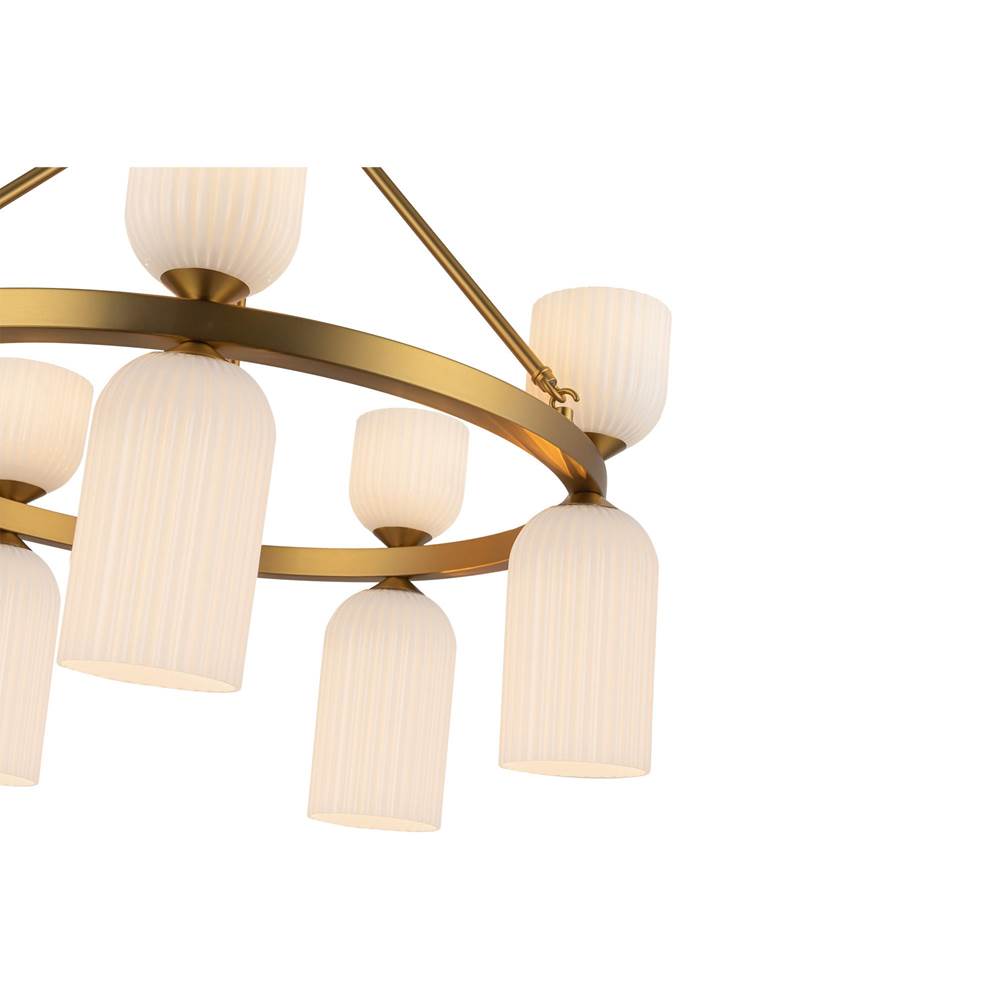 Alora Lighting CH442626BGGR Brushed Gold,Glossy Ribbed Opal Glass Nelly 26-in Brushed Gold/glossy Ribbed Opal Glass Socket Chandelier Image 3