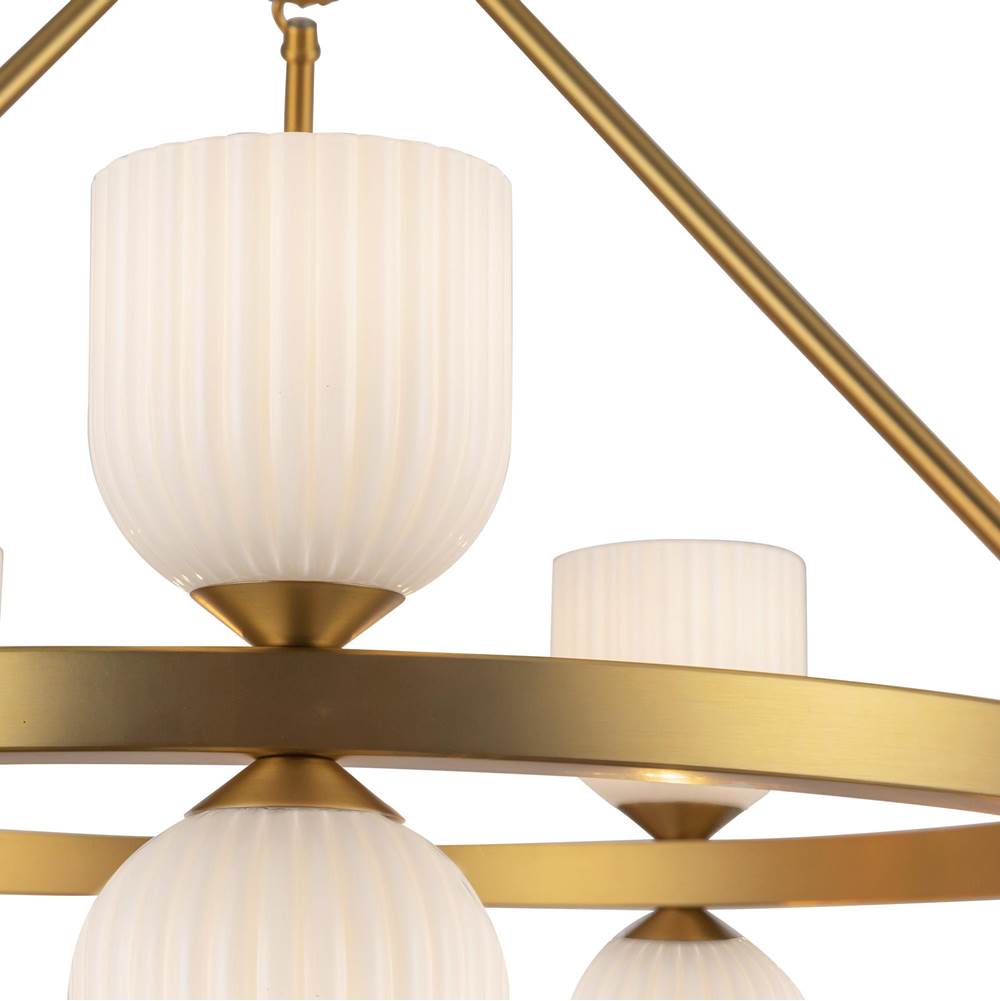Alora Lighting CH442626BGGR Brushed Gold,Glossy Ribbed Opal Glass Nelly 26-in Brushed Gold/glossy Ribbed Opal Glass Socket Chandelier Image 2