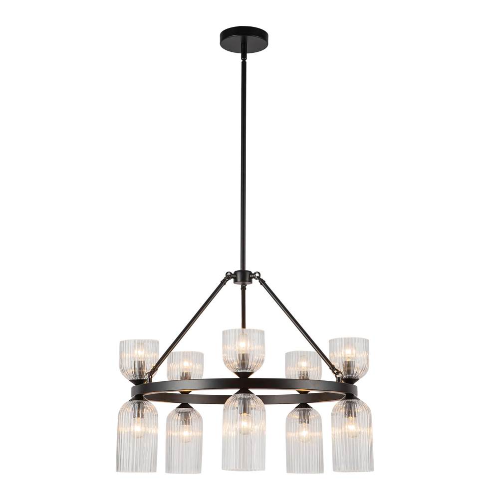 Alora Lighting Nelly 26-in Brushed Gold/clear Ribbed Glass Socket Chandelier
