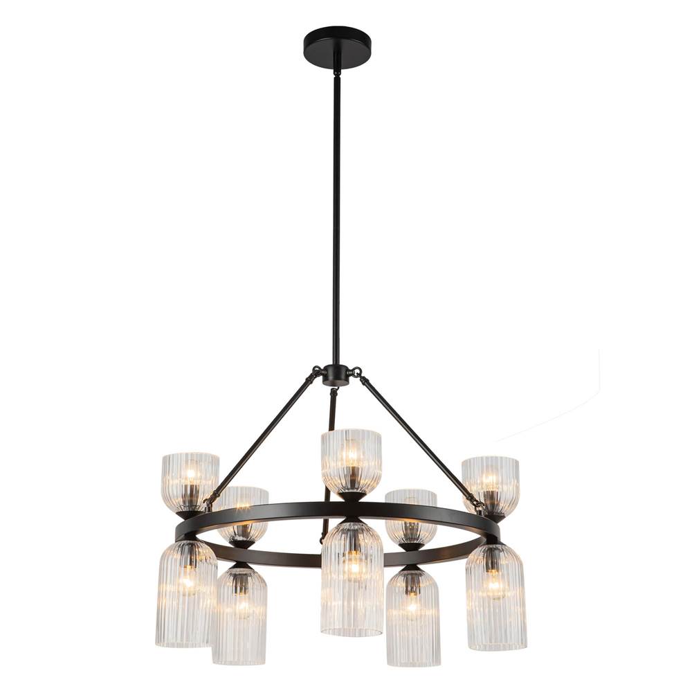 Alora Lighting CH442626MBCR Matte Black,Clear Ribbed Glass Nelly 26-in Matte Black/clear Ribbed Glass Socket Chandelier Image 4